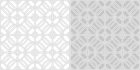 Geometric monochrome seamless backgrounds compilation. Gray and white design