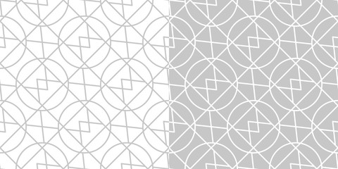 Gray and white geometric seamless backgrounds. Compilation of patterns