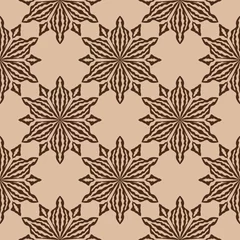 Poster Floral seamless pattern. Brown design on beige background © Liudmyla