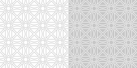 Gray and white geometric seamless backgrounds. Compilation of patterns