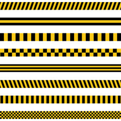 Yellow with black police line and danger tapes. Vector illustration.