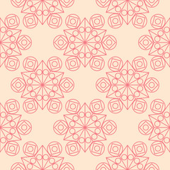 Seamless beige and pink pattern. Geometric shapes mix background