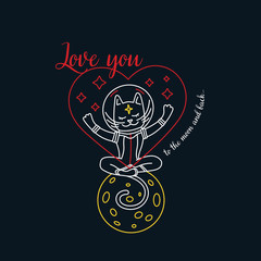 Cat with heart and quote about love - 250184851