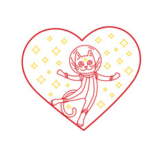 Cat with heart and stars. Vector illustration - 250185056
