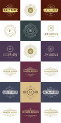 Luxury logos templates set, flourishes calligraphic elegant ornament lines.