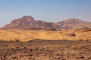 Coloured Canyon is a rock formation on South Sinai (Egypt) peninsula. Desert rocks of multicolored sandstone background.	