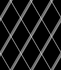 Seamless diamonds pattern. White geometric texture on black  background.