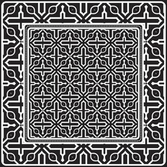 Design Of A Scarf With A Geometric Pattern . Vector illustration. Black and white color. For fashion print, modern design, scrapbooking, background.