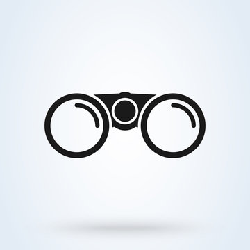 binoculars icon in flat style on white background
