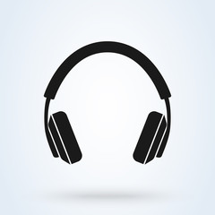 Fototapeta na wymiar Vector headphones icon. Black symbol silhouette isolated on modern background