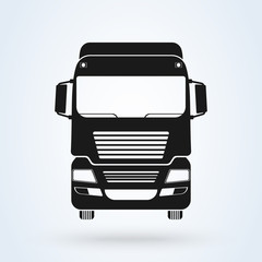 truck front icon vector illustration. Isolated on White. Freight Solutions. Trucking Logo