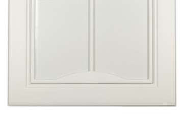 Detail close-up of a white frame facade for the kitchen.