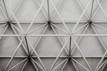 Steel construction holds the roof of the building