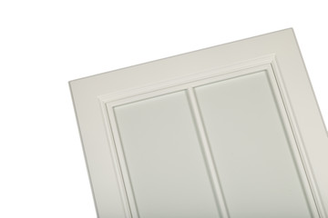 Detail close-up of a white frame facade for the kitchen.