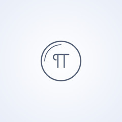 Pi symbol, vector best gray line icon