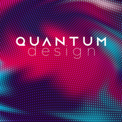 Techno  futuristic twisted dotted neon glowing waves. Big data flow concept. Abstract background vector template