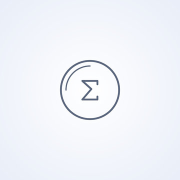 Sigma greek letter, vector best gray line icon