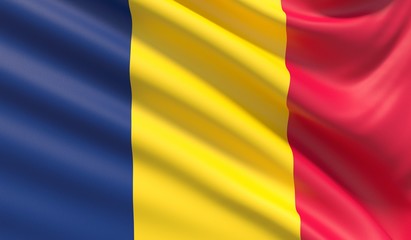 Obraz premium Flag of Chad. Waved highly detailed fabric texture.