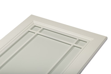 Detail close-up of a white frame facade for the kitchen.