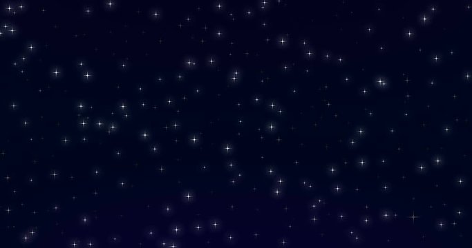 Star falls on the background of white stars in the black sky, looped animation