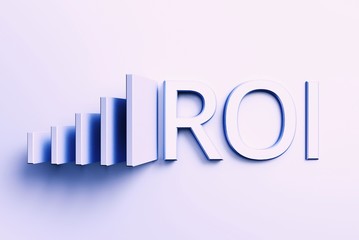 ROI, Return on investment business and technology concept. 3D illustration