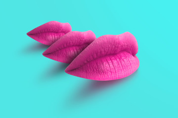 Fashion Concept Lipstick. Multicolored lips. Modern minimal art.