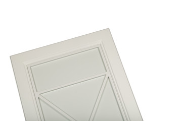 Detail close-up of a white frame facade for the kitchen.