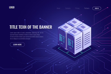 Server room rack, cloud storage and remote data warehouse, server cabinet, computer technology, blockchain, cryptocurrency, data processing