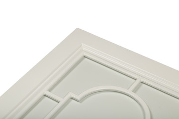 Detail close-up of a white frame facade for the kitchen.