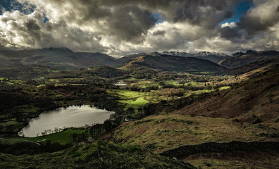 Loughrigg Tarn and the Langdale Pikes