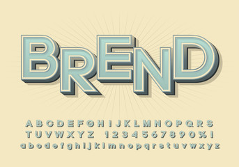 Vector alphabet, three-dimensional font with a shadow, simple letters