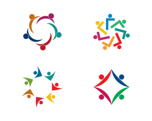 teamwork logo template vector icon illustration design