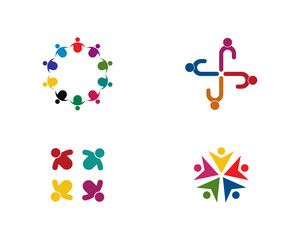 teamwork logo template vector icon illustration design