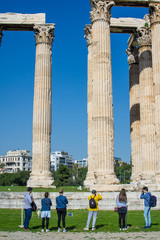 The columns of Zeus's temple in Athens Greece