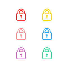 padlock colorful set isolated vector