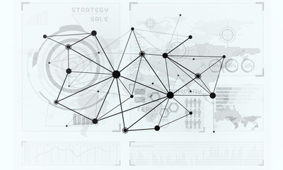 Lines and dots as networking idea drawn on white background