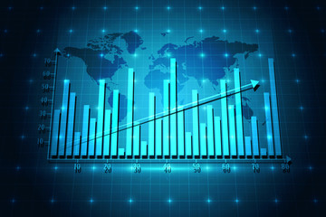 2d rendering Stock market online business concept. business Graph 