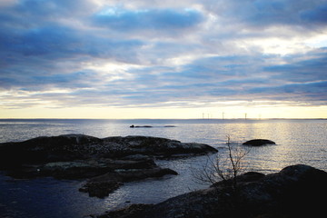 Sunset over a big lake