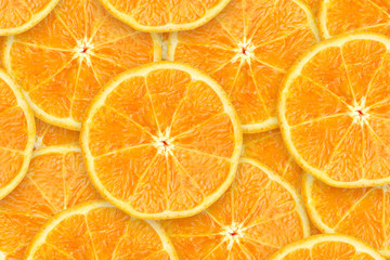Pile of Sliced Orange Fruits Background Nature Organic Extract, Popular Agricultural Product High Vitamin C and Fiber