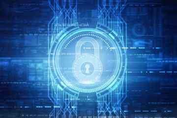 2d illustration Safety concept: Closed Padlock on digital background