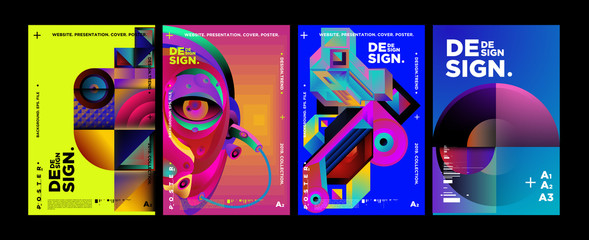 Cover and Poster Design Template for Magazine. Trendy Vector Typography and Colorful Illustration Collage for Cover and Page Layout Design Template in eps10.