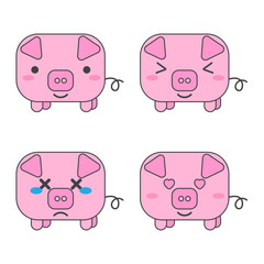 cartoon pink pigs white background