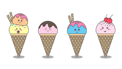 cartoon ice cream and animal sweet food
