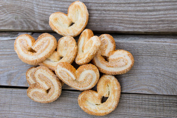 Palmier cookies  on wooden table