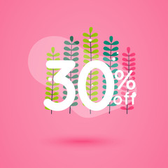 Sale discount icons with leafs design. Special offer price signs.