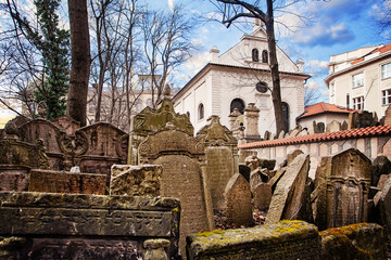 Josefov Prague. Old jewish cemetery in Prague