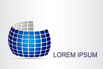 Abstract technology logo stylized spherical surface with abstract shapes. This logo is suitable for global company, world technologies, media and publicity agencies 