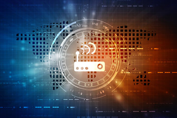 Obraz premium 2d rendering Transmitter WiFi network 