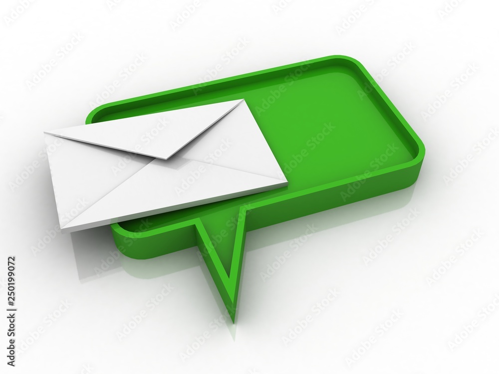 Aufkleber 3d rendering mail envelope with speech bubble