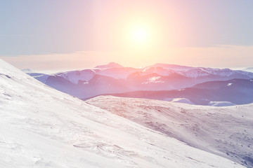 Snow winter mountain sunset